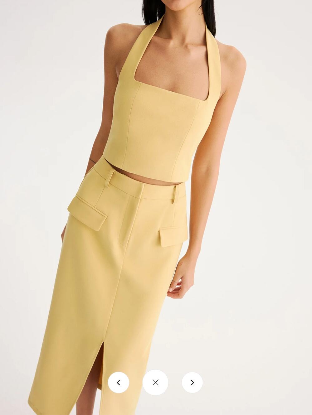 NWT Commense Halter Crop Top & Slit Midi Skirt Set Sz M
